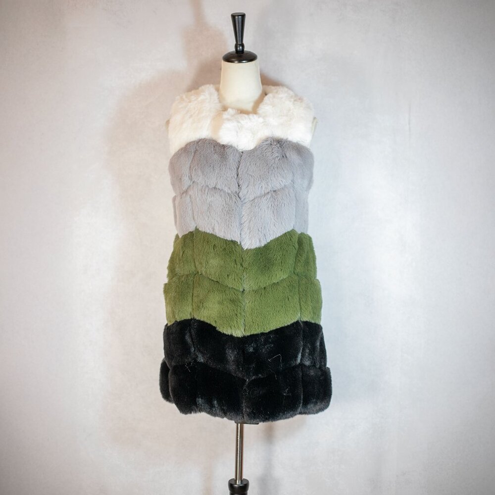The Beauty Optimal Product Womens Faux Fur Vest Jacket Multi Colors Size M